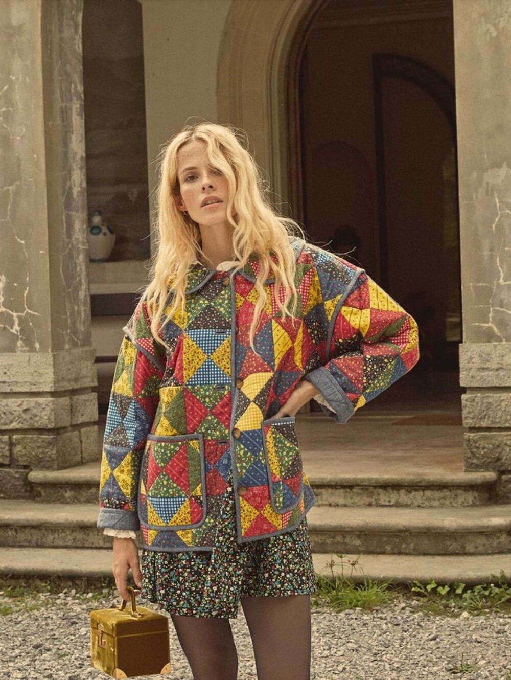 Doen Starling jacket in patchwork, small vintage western cotton floral